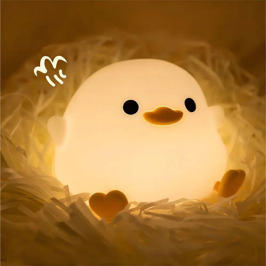 Duck Silicone Night Light for Children with Timer Usb Rechargeable Dimming Touch Lamp